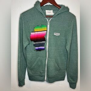 Tahoemade Full-Zip Hoodie Serape Lake Tahoe Patch Green Sweatshirt Small